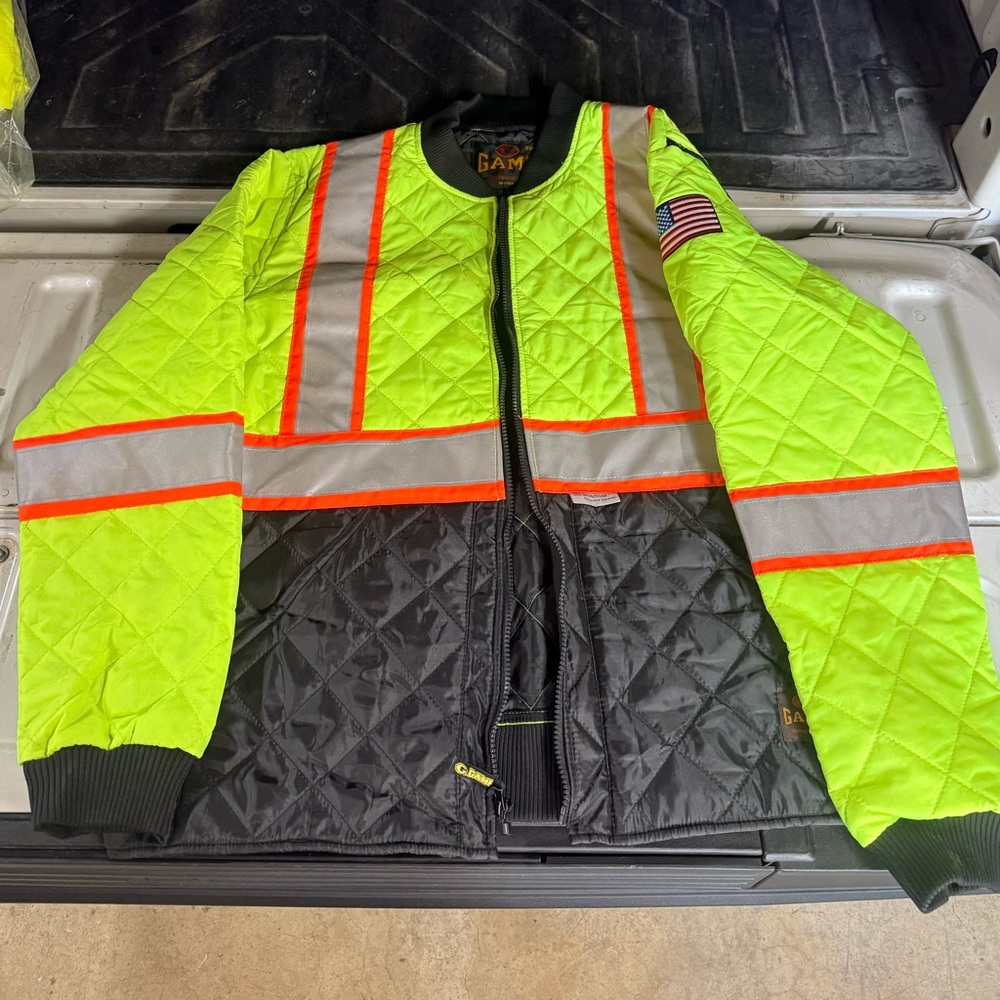 High-Visibility Quilted Jacket with Reflective Stripes